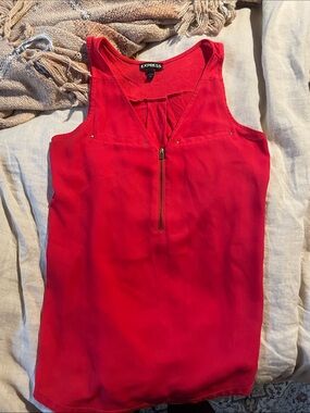 Express Women's Bright Red Zip Tank Top